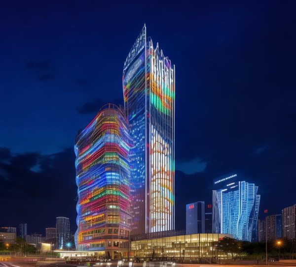 舟山楼体地标建筑，数字时代光影盛宴